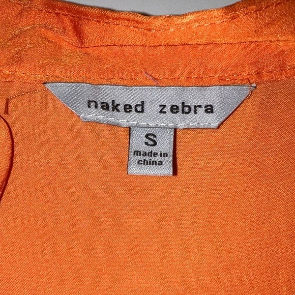 Naked Zebra Orange Blouse Short Sleeve Size S - Picture 4 of 8